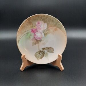Regina Ware Germany Handpainted Rose Plate – Pink Floral‎ Porcelain Decor 7.5"